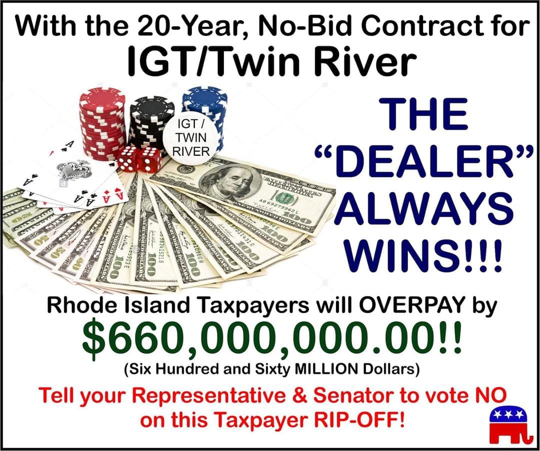 With the 20-year, no-bid contract for IGT/Twin River, THE DEALER ALWAYS WINS and Democrats are happy to oblige