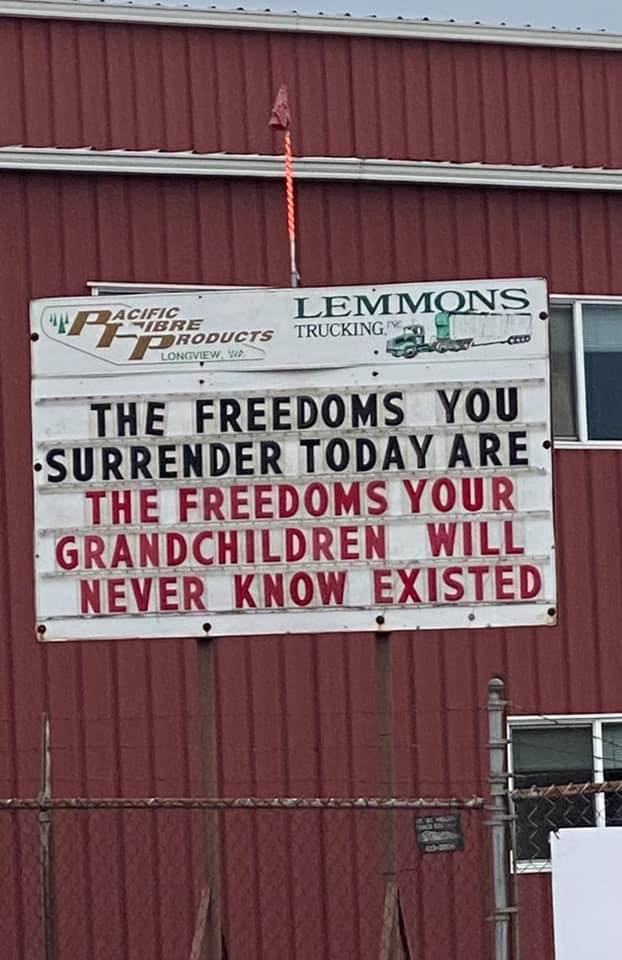 The freedoms you are surrendering today . . .
