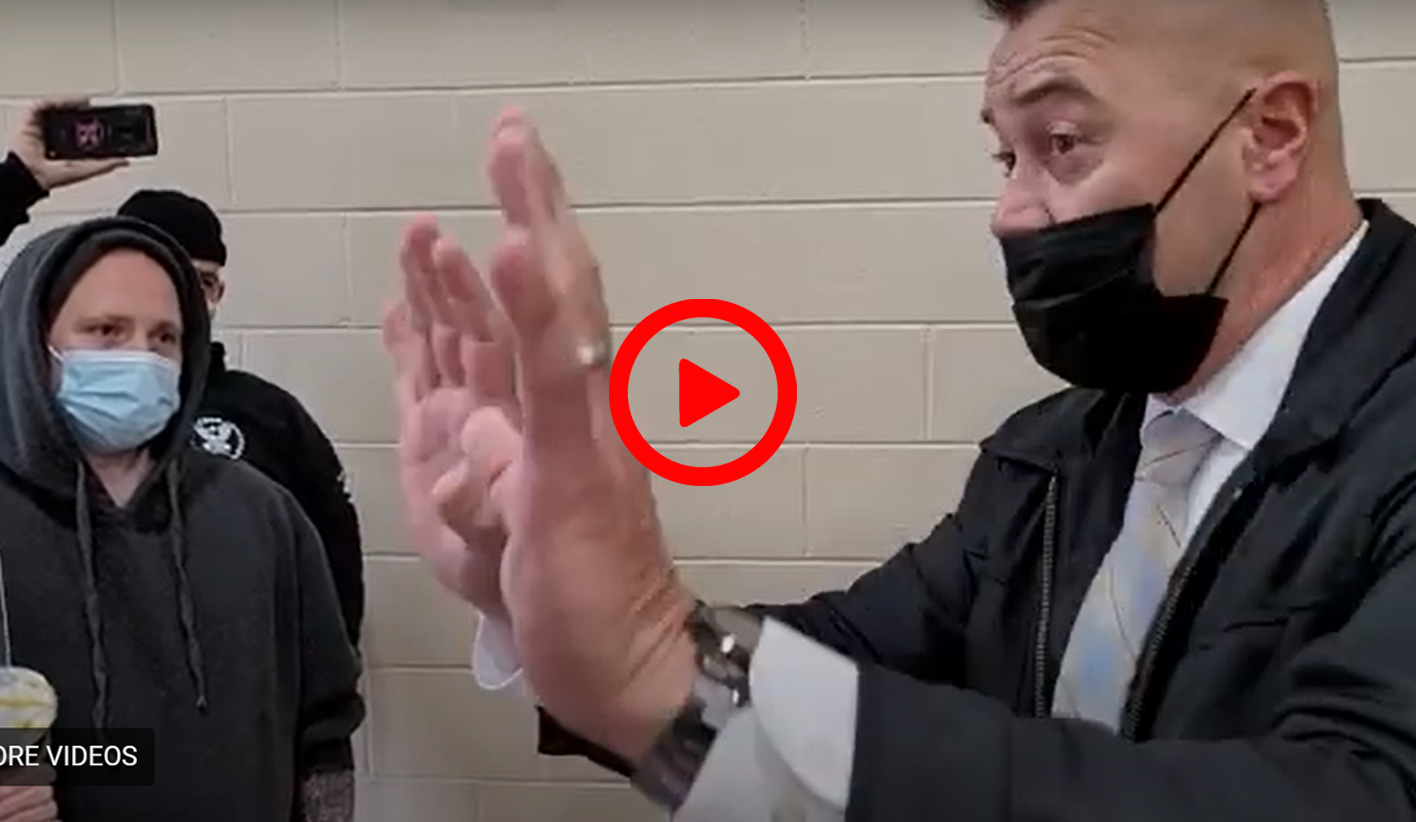 CNA confronts McKee regarding mandates, as soon as McKee realizes he’s a CNA, he runs & Rhode Island state police goons take over