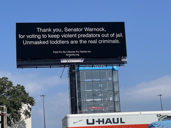 Thank you, Senator Warnock, for voting to keep violent predators out of jail. Unmasked toddlers are the real criminals.