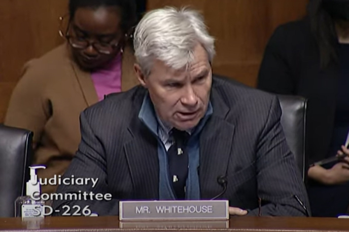 “Whites Only” Sen. Sheldon Whitehouse continues his attack on the last branch of government not wholly owned by the Chinese, the Supreme Court